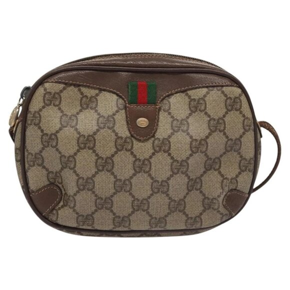 GUCCI GG Supreme Web Sherry Line Shoulder Bag PVC Red 156 02 066 Auth 115100 - Picture 1 of 16